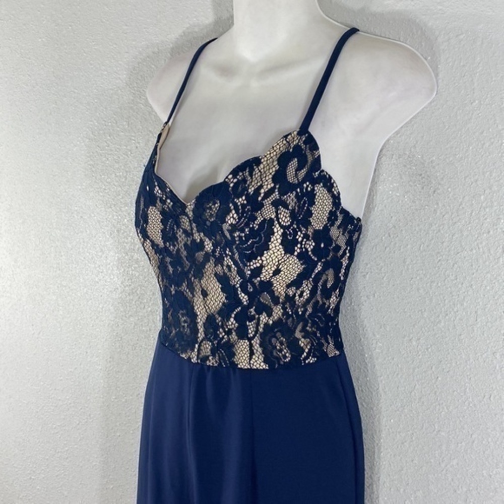 NWT Francesca’s Mi Amor Jean navy lace jumpsuit - Picture 8 of 11